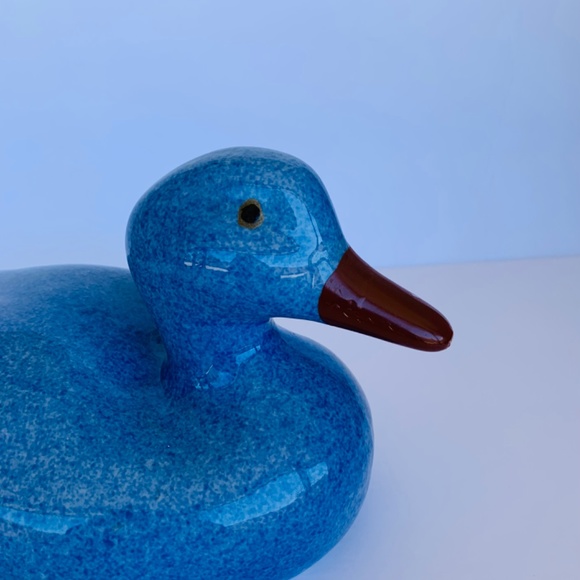 Duck, blue, glazed ceramic, Vintage - Picture 3 of 8